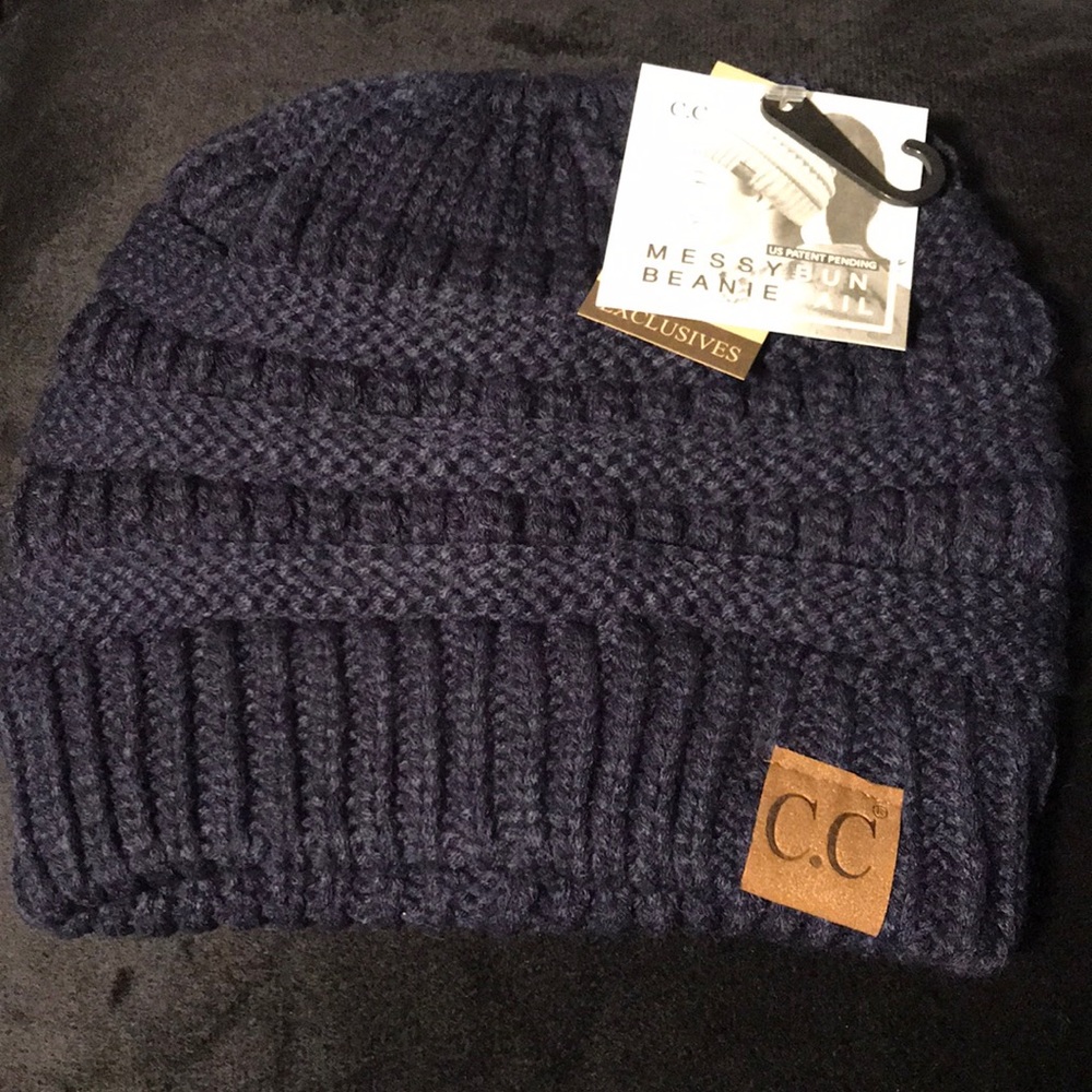 CC brand messy bun beanie